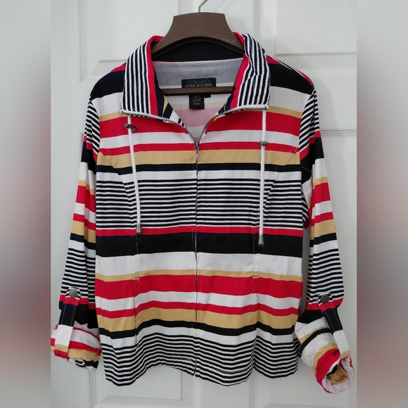 Live a Little Jackets & Blazers - Live a Little Multicolor Striped Zip-up Jacket